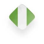 Nigeria flag icon in a rhombus shape with green and white vertical stripes