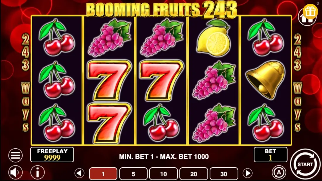 Booming Fruits 243 1spin4win