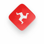 Isle of Man flag icon in a rhombus shape with a red background and a white triskelion symbol
