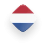 Netherlands flag icon in a rhombus shape with horizontal stripes of red, white, and blue