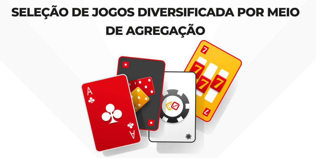 cartas de baralho estilizadas e a frase: Seleção de jogos diversificada por meio de agregação