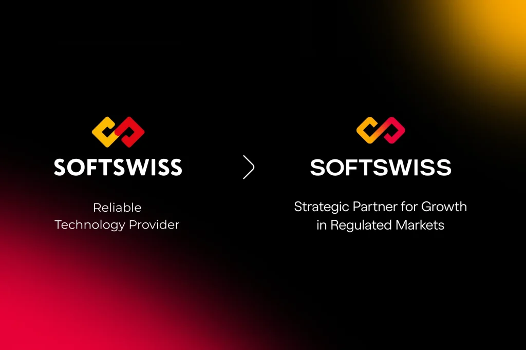 SOFTSWISS old logo and new logo, positioning text
