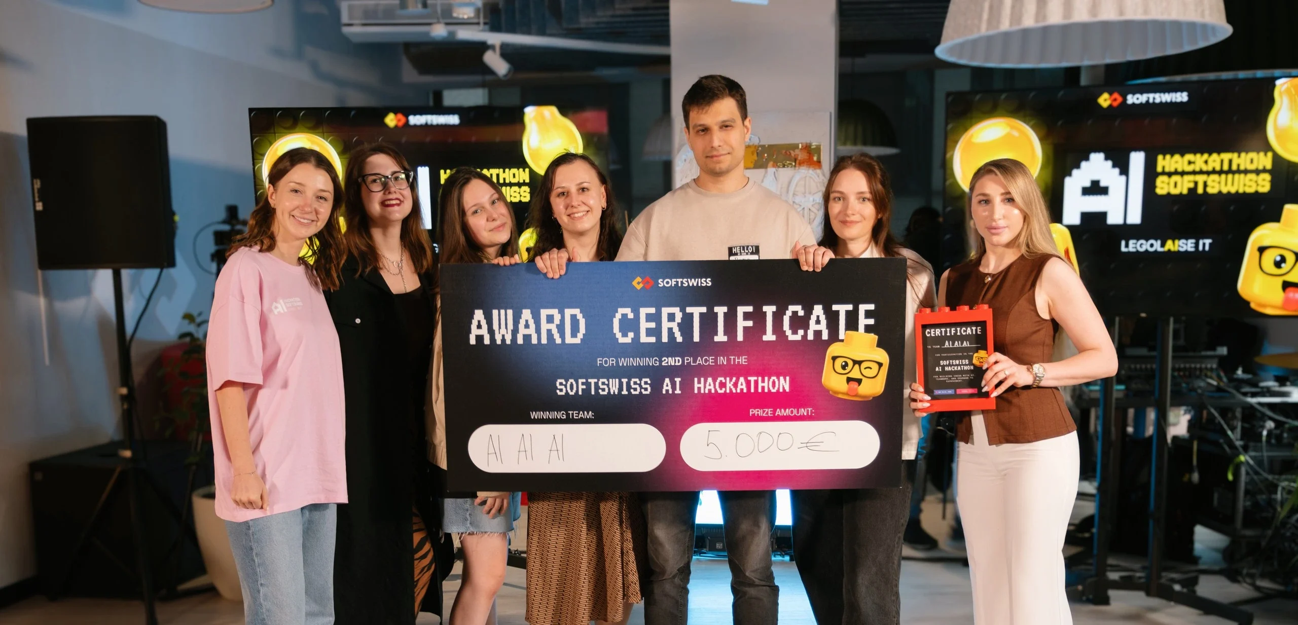 7 people with a certificate